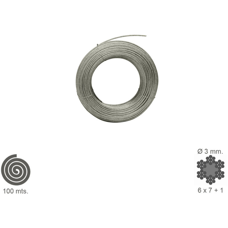 Câble galvanisé 3 mm (rouleau 100 mètres) non levage