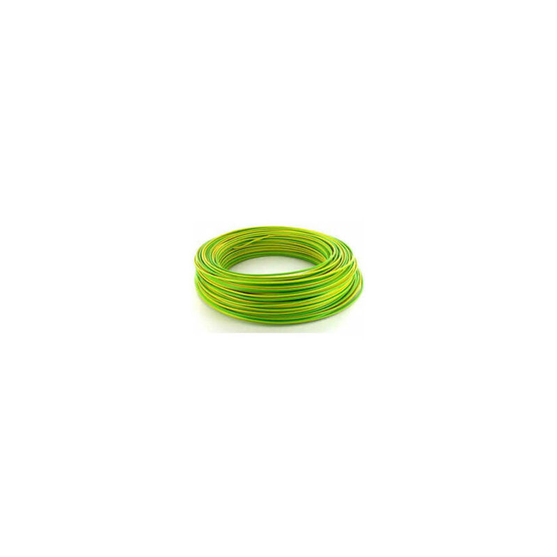 Fil Isolé Rigide - HO7VR 16mm2 - au rouleau de 100 mètres - Vert / Jaune - VR16V/J
