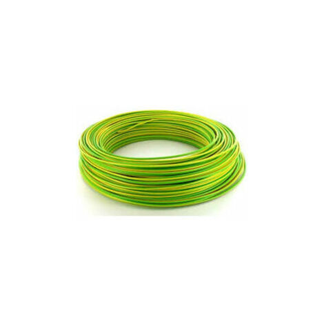 Fil Isolé Rigide - HO7VR 6mm2 - au rouleau de 100 mètres - Vert / Jaune - VR6V/J