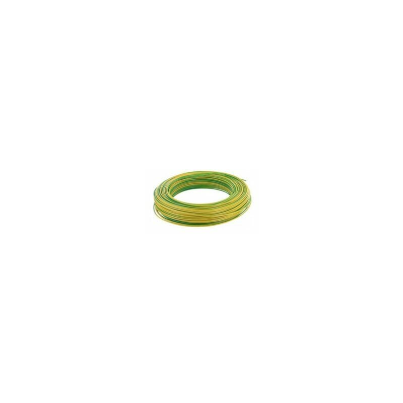 Fil électrique rigide - HO7VU - 2,5 mm² - Vert / Jaune - Couronne de 100m