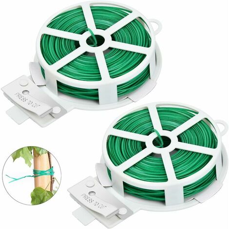 Fil Jardinage Vert 2 Rouleaux (50m par Rouleaux) Cravate de Jardin Cravate Végétale Torsadée Cravates en Fil de Plantes Lien de Jardin en Plastique Plant Ties pour Les Plantes et Le Jardin