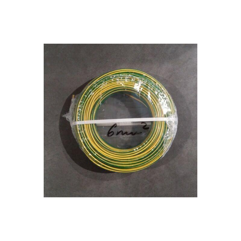 Fil Électrique 6mm2 Vert/jaune Rigide H07vr 100m