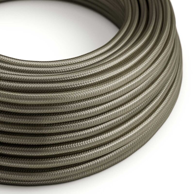 Câble électrique gainé de tissu brillant Gris foncé - The Original Creative Cables, pour lampes raffinées - RM26 - 1 mètre