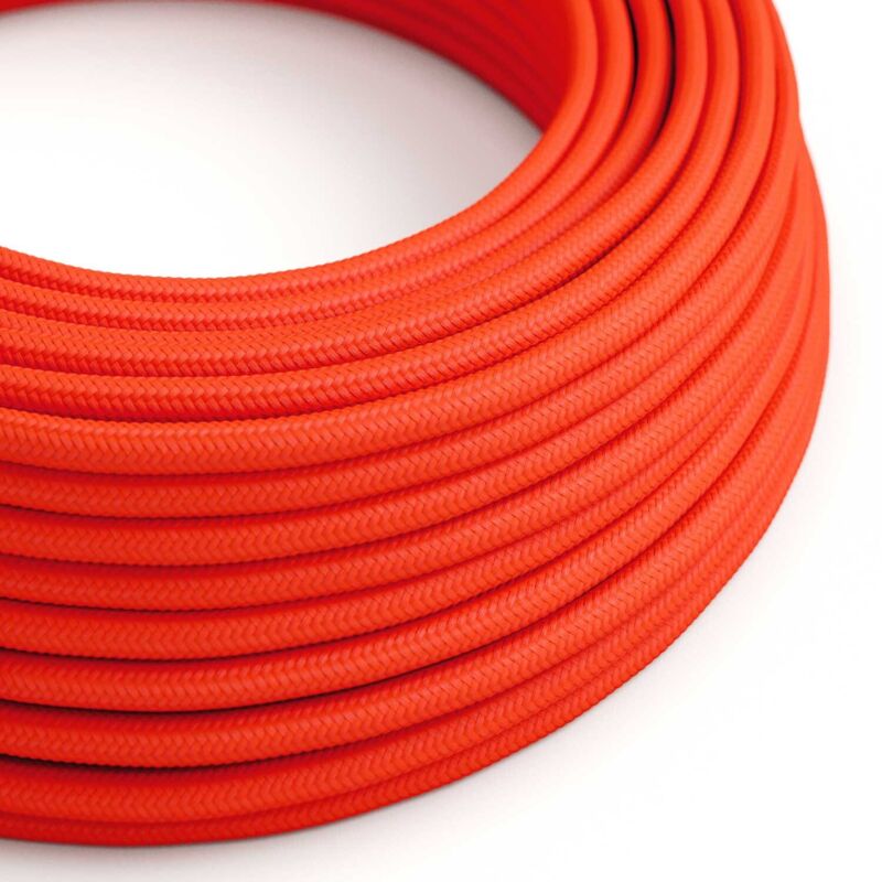 Cordon en tissu poli Orange Fluorescent - The Original Creative Cables, for design installations - RF15 - 1 mètre