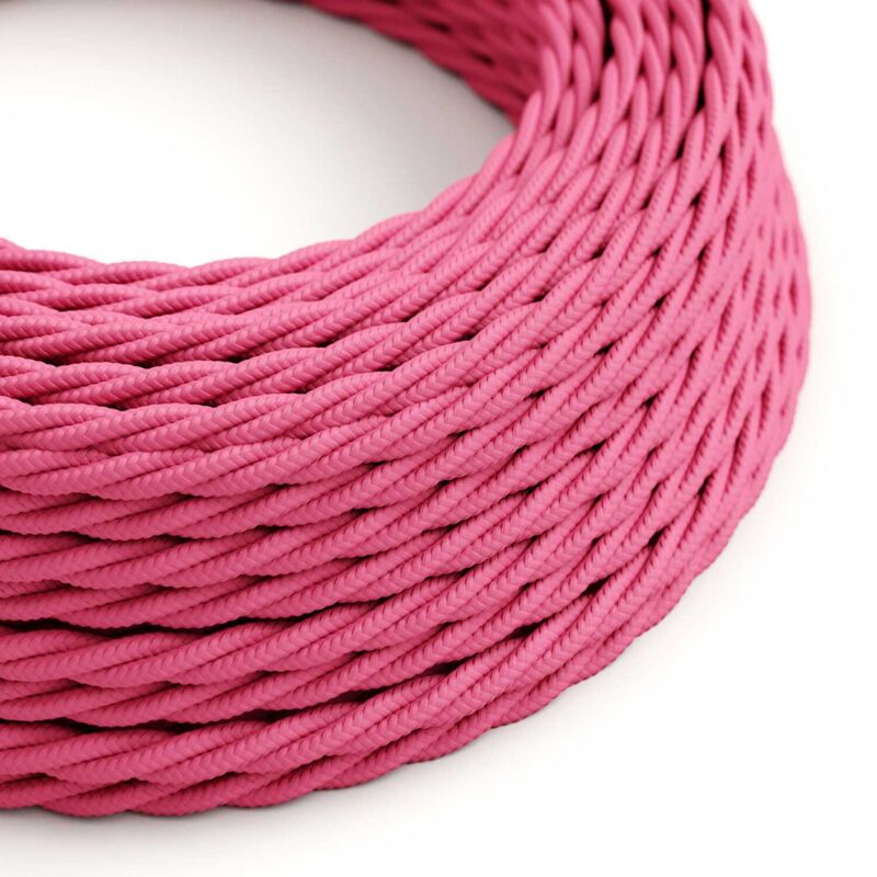 Câble d'alimentation en tissu tressé Fuchsia Pink - The Original Creative Cables, pour créer vos propres lampes - TM08 - 10 mètres