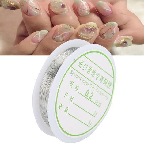Fil Métallique Argenté pour DIY Bijoux et Décoration Ongles (Cuivre Métallique)