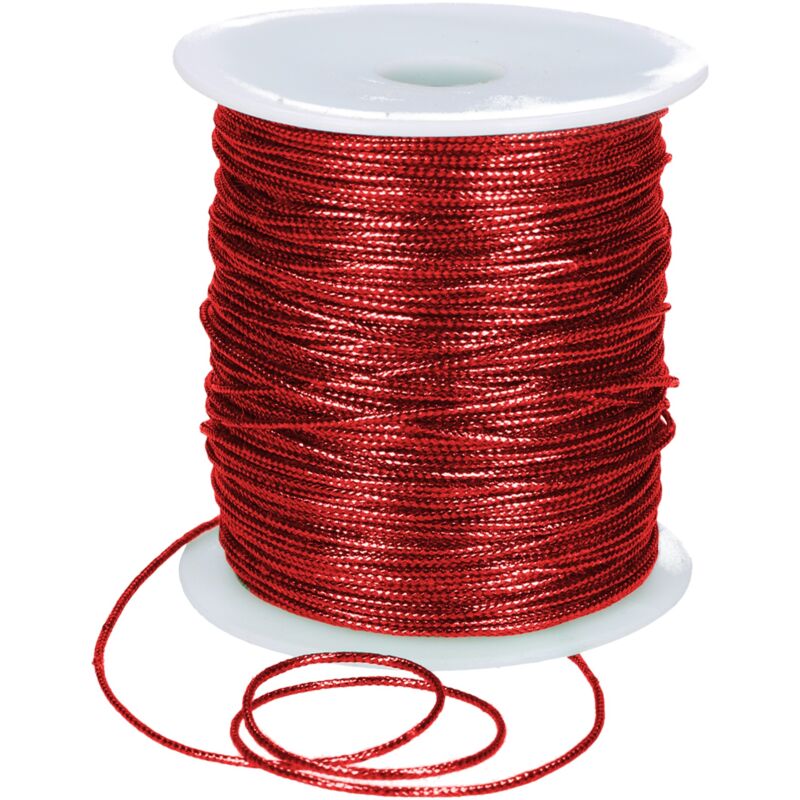 Fil métallisé 1mm x 100m, rouge, décoratif, brillant