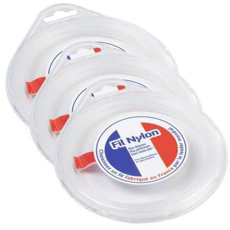 Fil nylon 1,2 mm x 15 m Rond Blanc Blister par 3