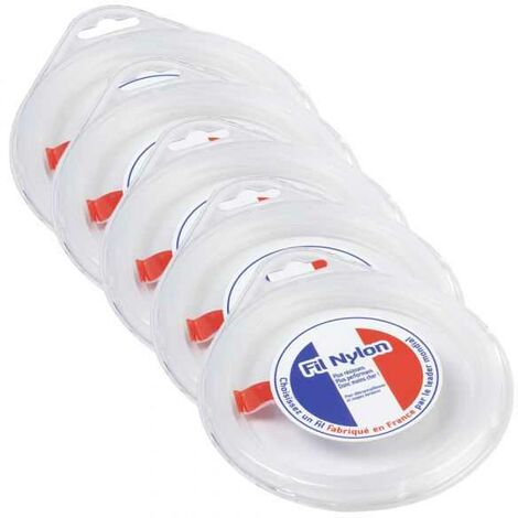Fil nylon 1,2 mm x 15 m Rond Blanc Blister par 5