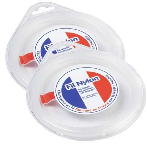 Fil nylon 1,6 mm x 15 m Rond Blanc Blister par 2