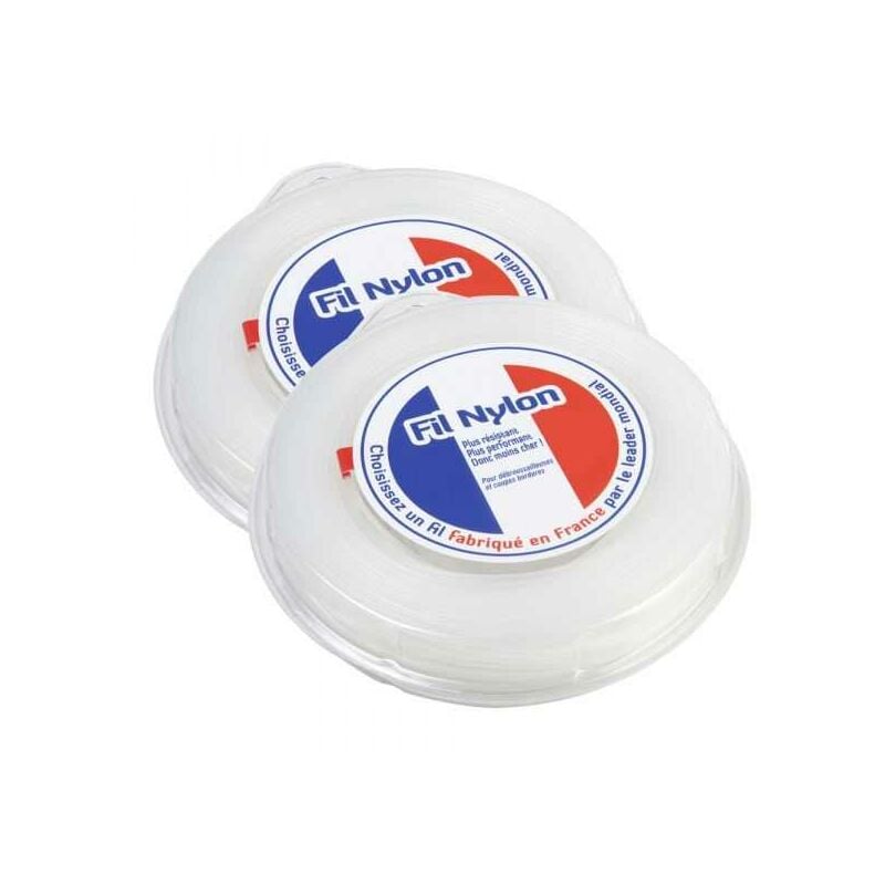 Fil nylon 2,4 mm x 45 m Rond Blanc Blister par 2