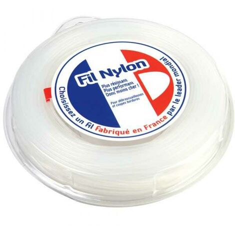 Fil nylon 2,4 mm x 90 m Rond Blanc Blister
