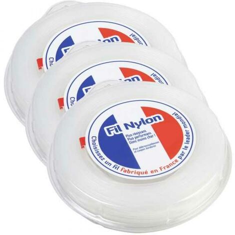 Fil nylon 3 mm x 30 m Rond Blanc Blister par 3