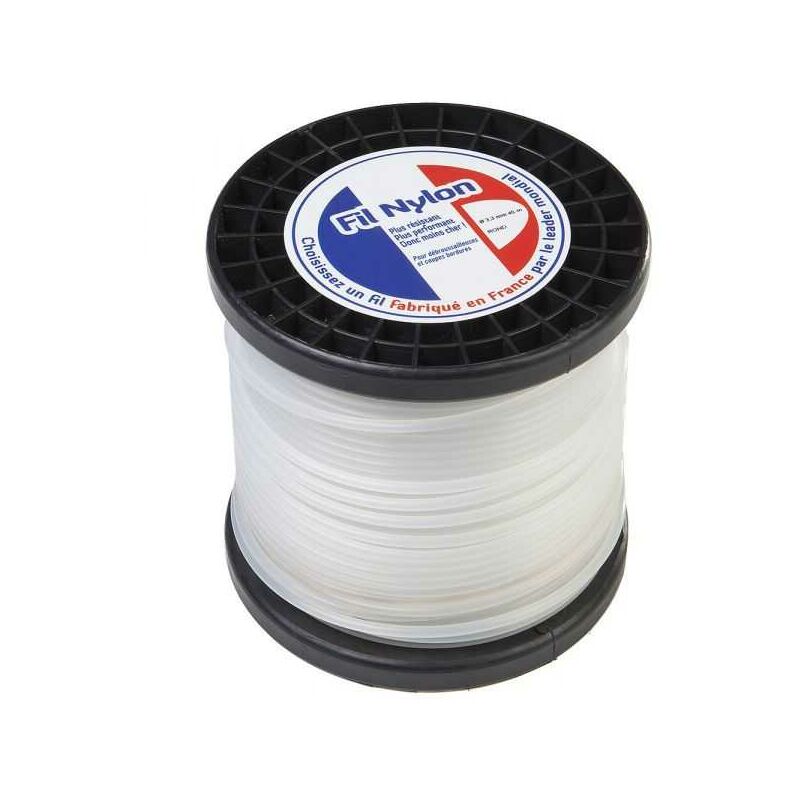 Matijardin - Fil nylon 3,3 mm x 45 m rond, blanc, bobine