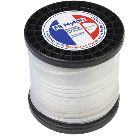 Fil nylon 3,3 mm x 45 m rond, blanc, bobine