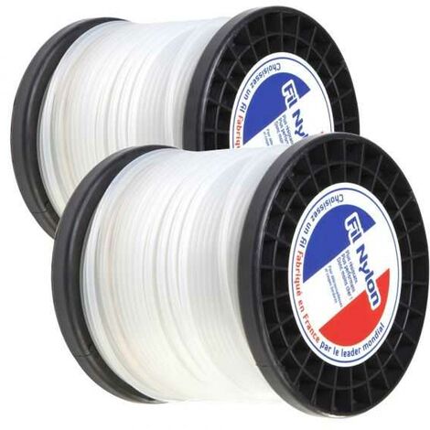 Fil nylon 3,3 mm x 45 m Rond Blanc Bobine par 2