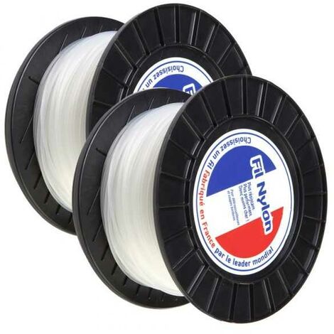 Fil nylon 3,3 mm x 90 m Rond Blanc Bobine par 2