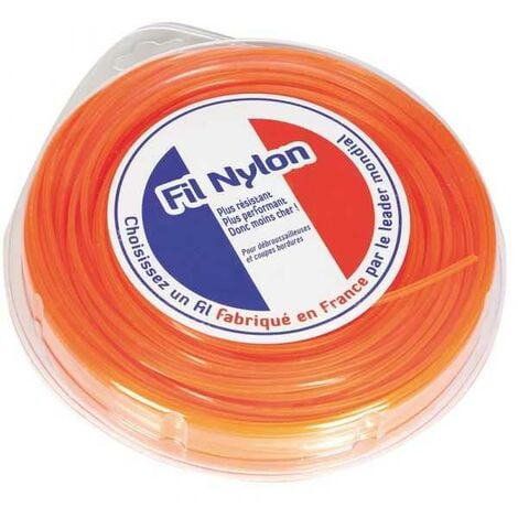 Fil nylon 4 mm x 50 m carré orange bobine - Matijardin