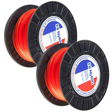 Fil nylon 4 mm x 50 m carré orange bobine par 2