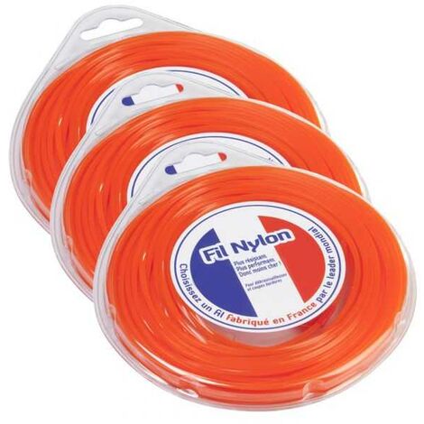 Fil nylon 4 mm x 9 m Carré Orange Blister par 3