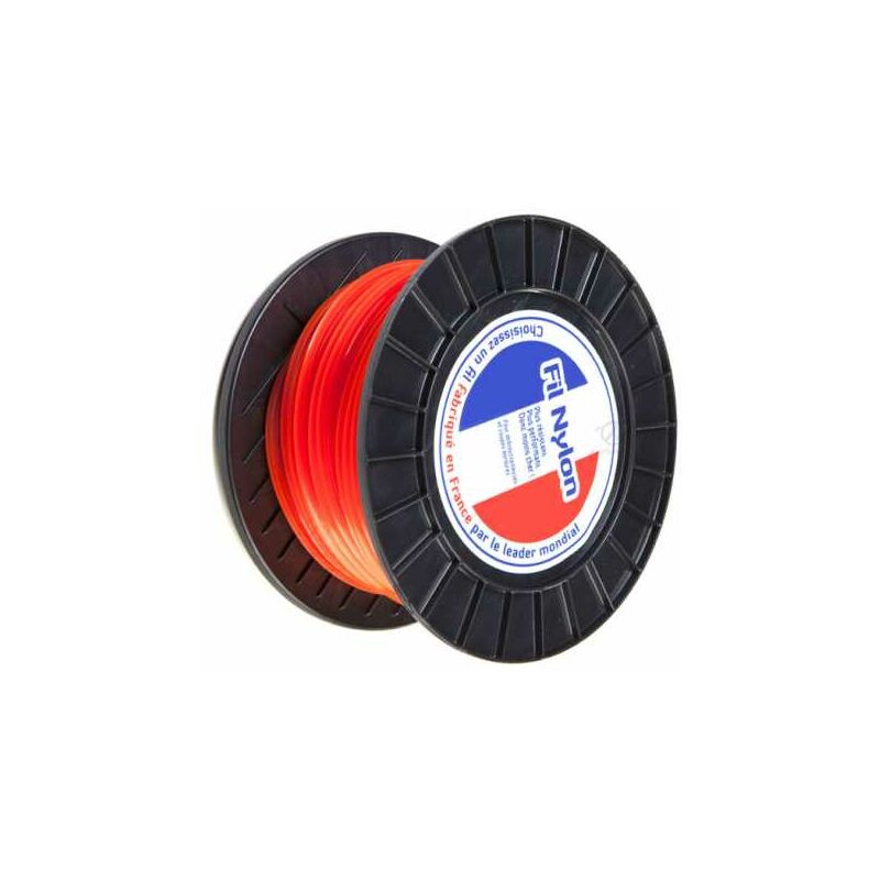 Fil nylon 4,5 mm x 98 m. Carré. Orange. Bobine. Fil débroussailleuse