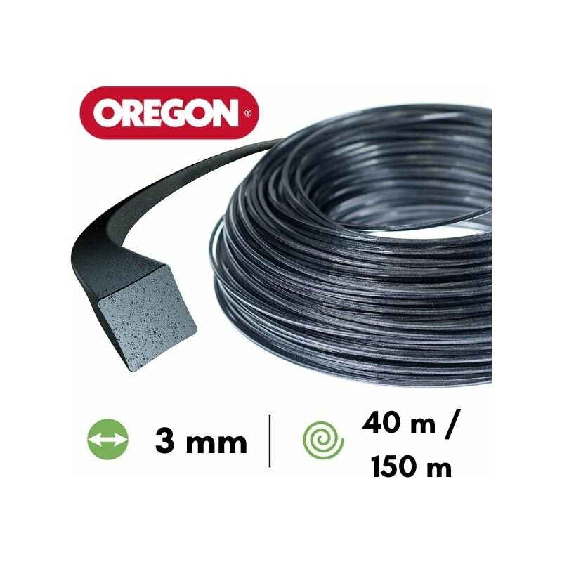 Fil nylon / alu carré Oregon Nylium® débroussailleuse 3 mm 40 mètres