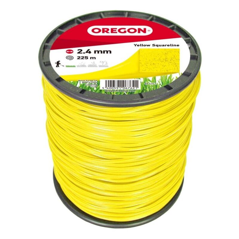 Fil débroussailleuse Carré Nylon Jaune ø2.4mm/225m Oregon 69-415-Y