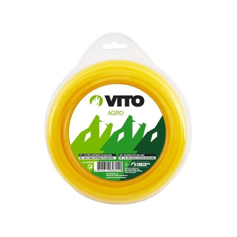 Vito Garden - Fil nylon carré pour débroussailleuse - longueur 15m - diamètre 3mm