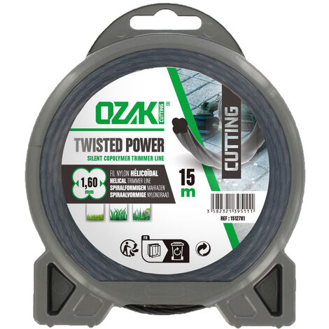 Fil nylon hélicoïdal OZAKI TWISTED POWER SILENT LINE, Ø: 1.6mm, L: 15m.