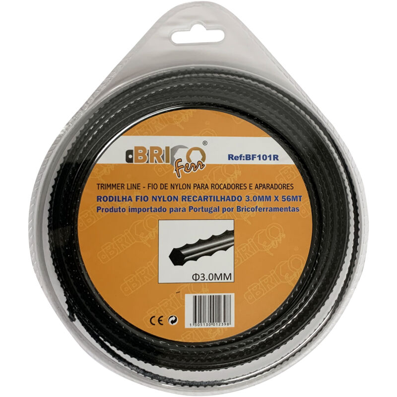 Fil pour débroussailleuse 3 mm x 168 mètres, dent de scie Bricoferr