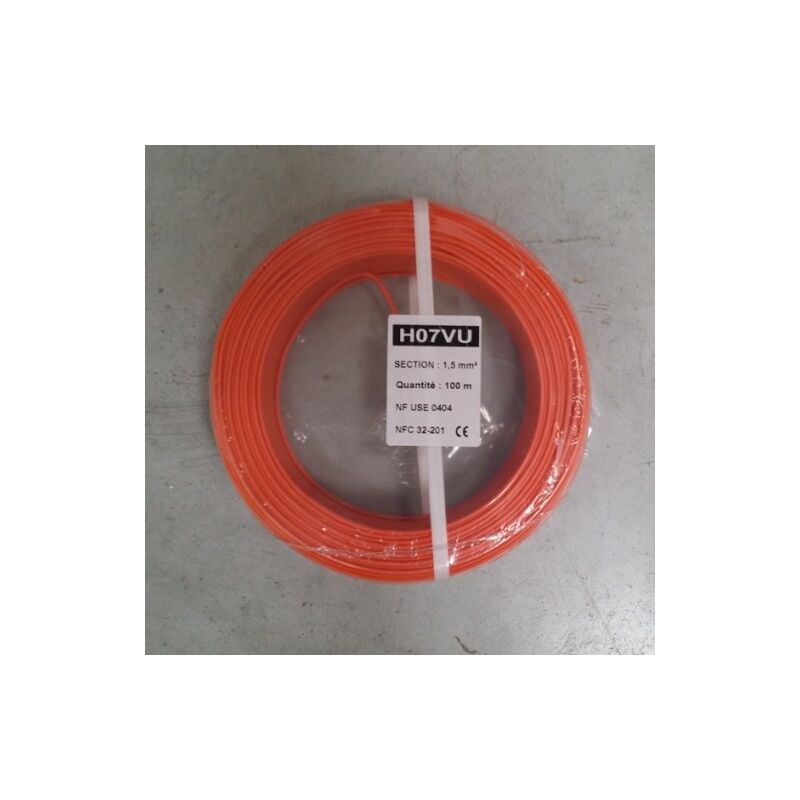Fil Électrique 1,5mm2 Orange Rigide H07vu 100m