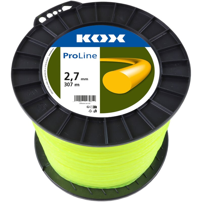 Fil rond pour débroussailleuse KOX ProLine, épaisseur : 2,7 mm, long. : 307 m - Jaune fluo