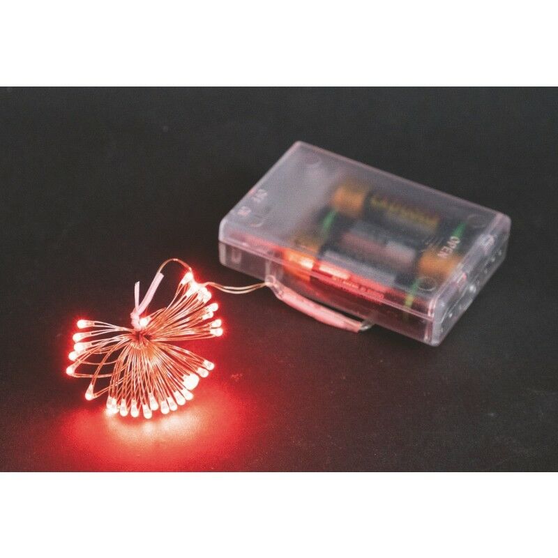 Fil rouge 100 microleds, batterie 5 mètres pour usage intérieur