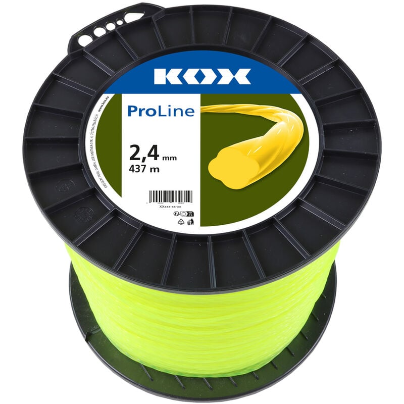 Fil twist pour débroussailleuse KOX ProLine 2,4 mm de diamètre, 437 m de longueur - Jaune fluo