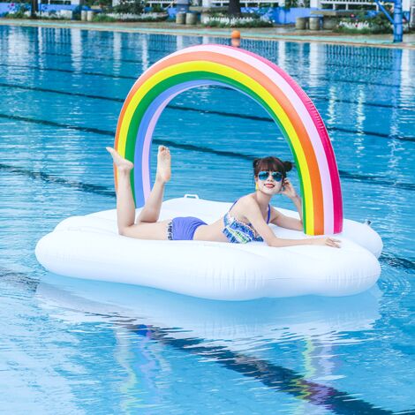 Fila flotante inflable arcoíris gigante-Piscina para adultos, tumbona de agua, cama flotante, manta flotante, juguete de piscina a la deriva