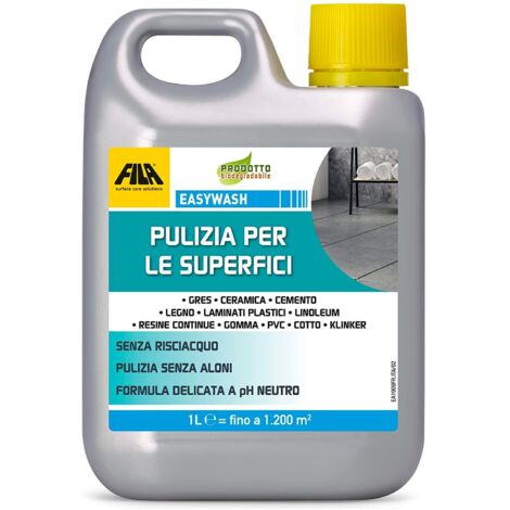 FILA Surface Care Solutions EASYWASH Detergente Neutro Multisuperficie, Incolore, 1 Litro