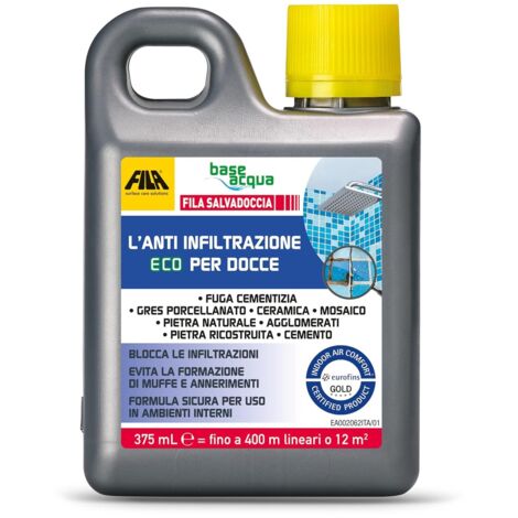 FILA Surface Care Solutions, FILA SALVADOCCIA, Anti Infiltrazioni per Bagno, Effetto Consolidante ed Impermeabilizzante Trasparente, Non Crea Pellicole, Adatto a Fughe Piastrelle, 375ml