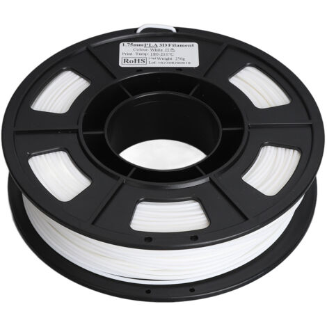 Filament PLA Blanc 1.75mm pour Imprimante 3D, 250g, Température 180-210°C, Recharge et Remplacement Compatible
