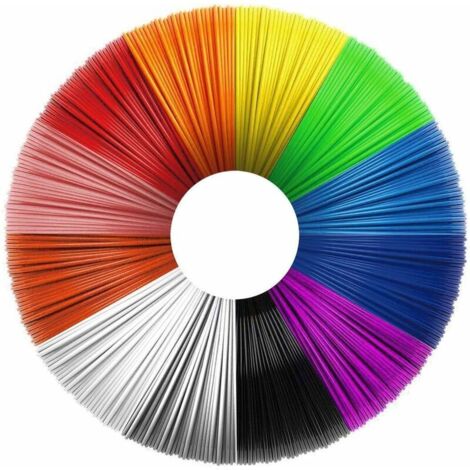 Filaments pour Stylo 3D 1.75 mm, Lot de 12 Couleurs 5 m avec Attache, Recharge PLA