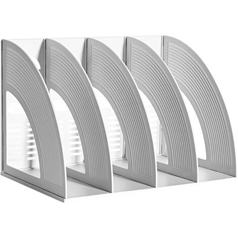 File Holder Storage Folder 4 Compartment Standing Desktop Hollow Organizer Files Shelf Frame Thicken Plastic Paper Notebook Magazine Bookstore for Office School Home Supplier Students