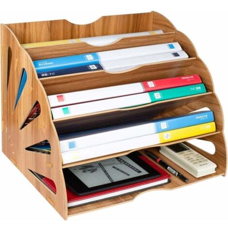 File Organizer, Wooden Office Document Storage Filing Cabinet for A4 Paper, Magazines and Documents (34  28  28cm) MUMU