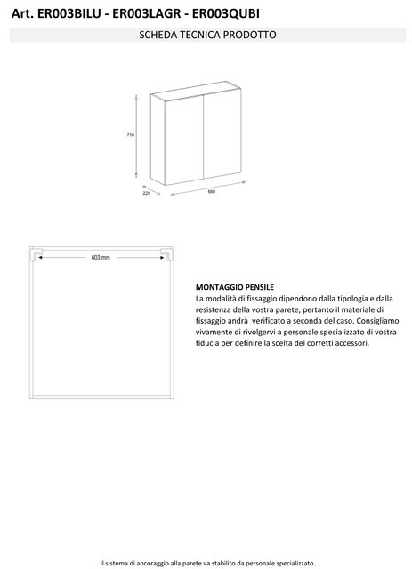 LARICE GRIGIO L Laminato 71 Cm 22 X H MaMa Store ERA Pensile Doppio 2 ante e sistema di apertura push and pull 68 X P