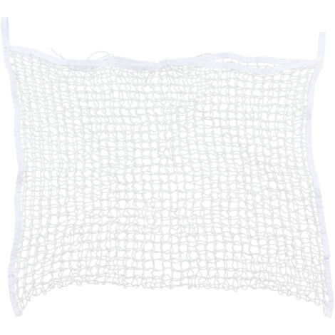 Filet à Foin en Polyéthylène Tissé, Poche de Stockage Fourrage avec Mailles en Corde, Mangeoire Lente pour Chevaux, Blanc 60x90cm