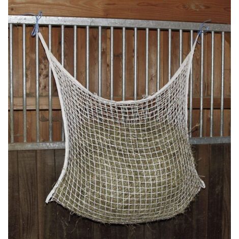 Filet à Foin - Lot de 2 - Maille 3x3 cm - Nylon Robuste - Ralentisseur d'Alimentation - Pour Chevaux - 120x90 cm
