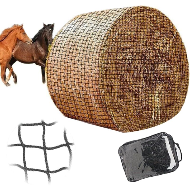 Filet à Foin pour Chevaux,6x6 FT Filet à Foin Balles Rondes Filet à Foin Résistant à l'usure pour Chevaux Balles Rondes,Maille 4 x 4cm pour