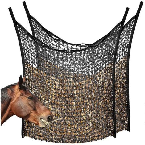 Filet à foin pour mangeoire à foin, sac à foin pour chevaux, noir--