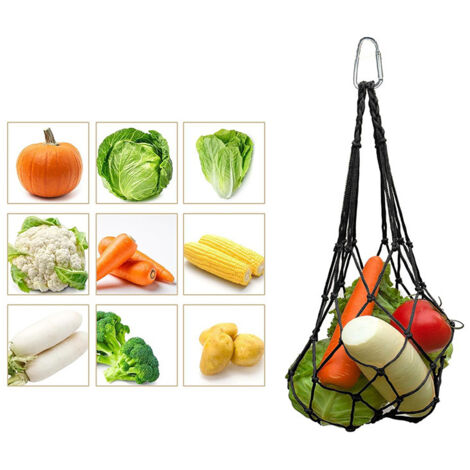 Filet à Légumes Fruits pour Poulet Suspendu 1Pièce, Sac Réutilisable avec Crochet pour Jouets de Poulailler, Outil d'Alimentation pour Poules, Canards, Oies (Noir)