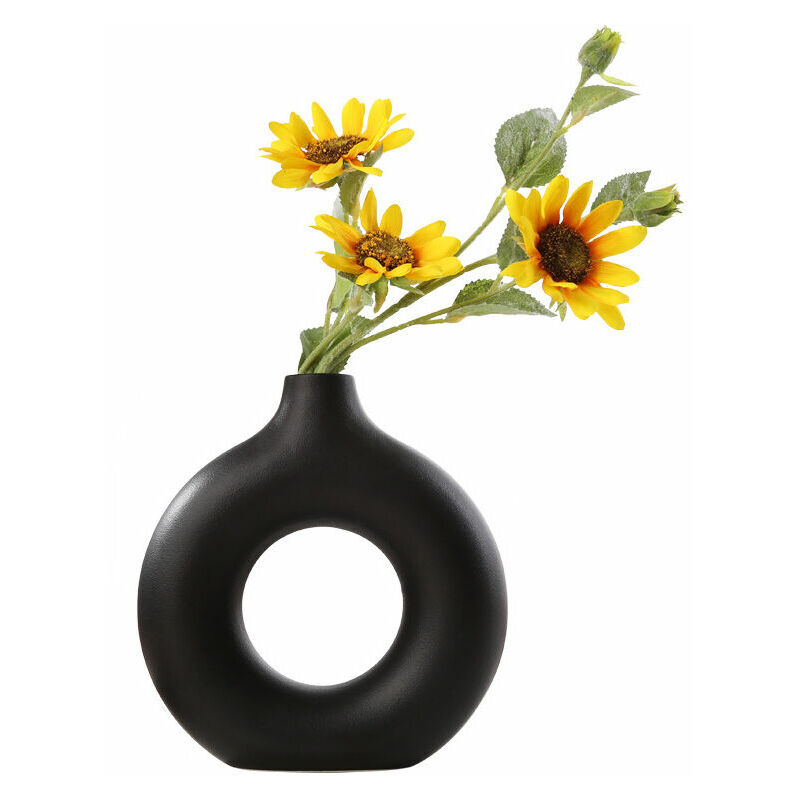 Vase Fleur,Vase Pampa,Vase en Céramique Décoration De La Maison Minimaliste Déco Noir Vase Céramique Moderne pour La Décoration De La Maison De