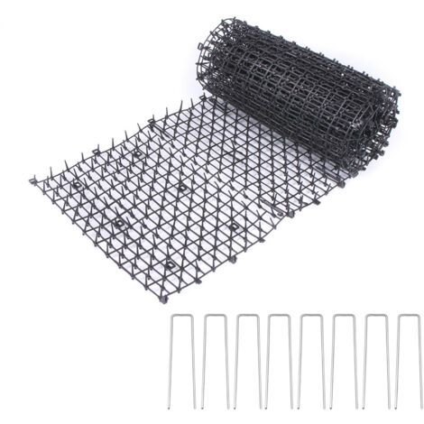 Filet Anti-Chats 200x28cm PP Noir avec 8 Clous de Fixation - Protection Jardin & Intérieur Anti-Fouissage Animaux