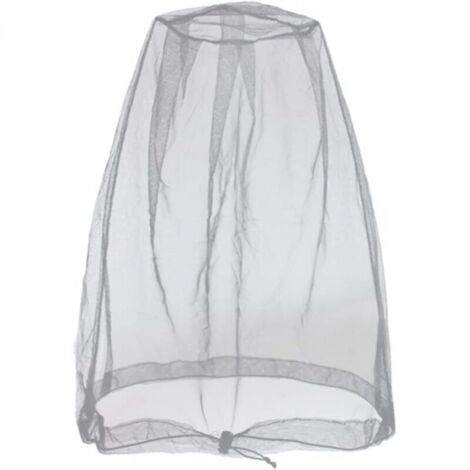 Filet anti-insectes pour la tête, le visage, les insectes, les moucherons des activités de plein air, avec sac de rangement,Gris